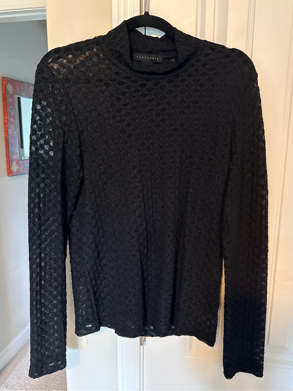 SANCTUARY Women's Black Textured Sheer Long-Sleeve Shirt